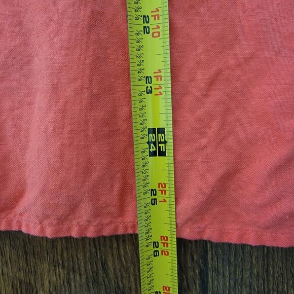 VTG Linen Blend Button Top Womens M Coral Orange Tropical Fall Halloween Boho - Picture 5 of 8